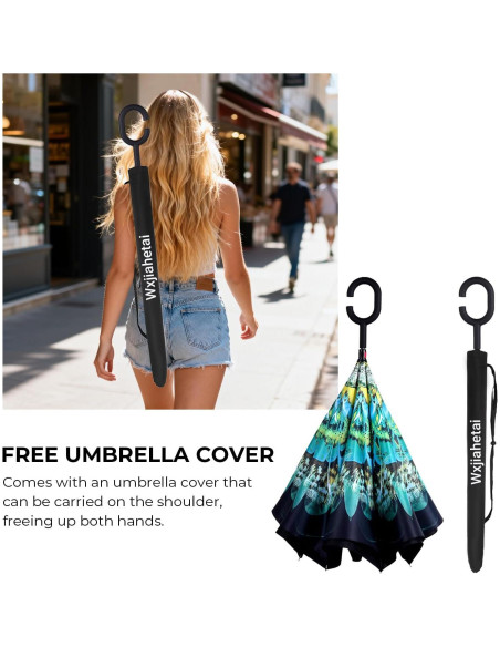 Paraguas Invertido Wxjiahetai 124 cm Doble Capa Resistente al Viento