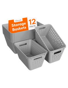 Cesta de Almacenamiento Plástico Lifewit 12 Piezas Gris