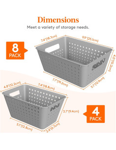 Cesta de Almacenamiento Plástico Lifewit 12 Piezas Gris 2