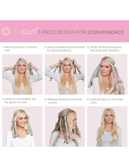 Octocurl Banda Rizadora Sin Calor - Algodón Poplin Rosa