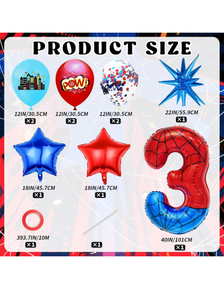 Globo Número 3 Gigante de Mylar 101.6cm Superhéroe FANGBBO