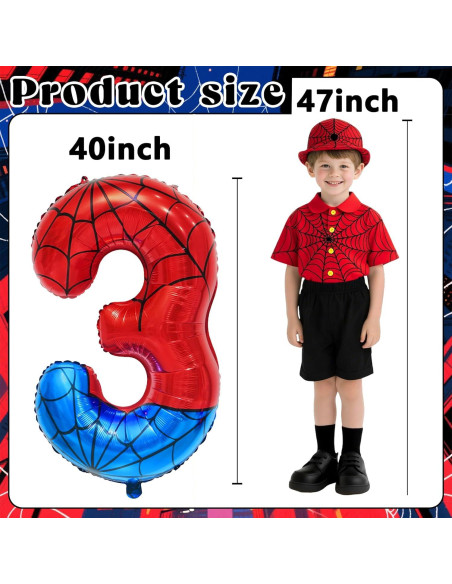 Globo Número 3 Gigante de Mylar 101.6cm Superhéroe FANGBBO