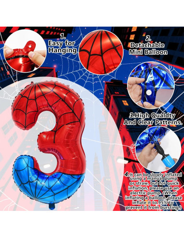 Globo Número 3 Gigante de Mylar 101.6cm Superhéroe FANGBBO