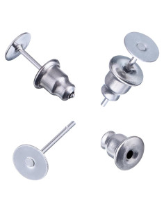 100 Piezas de Pendientes de Acero Inoxidable Outus Plata