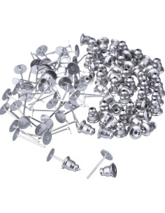 100 Piezas de Pendientes de Acero Inoxidable Outus Plata 2