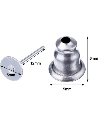 100 Piezas de Pendientes de Acero Inoxidable Outus Plata