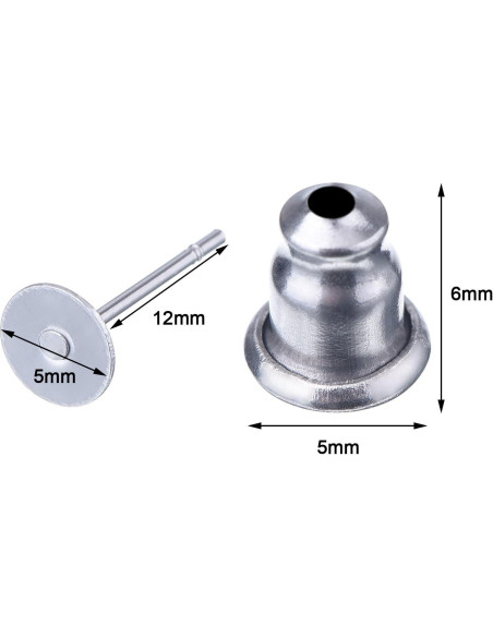 100 Piezas de Pendientes de Acero Inoxidable Outus Plata