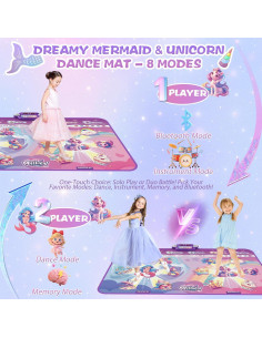 Alfombrilla de Baile Iluminada Maysida Sirena Unicornio 150x90cm 2