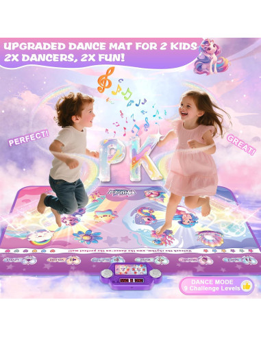 Alfombrilla de Baile Iluminada Maysida Sirena Unicornio 150x90cm