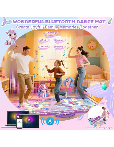 Alfombrilla de Baile Iluminada Maysida Sirena Unicornio 150x90cm