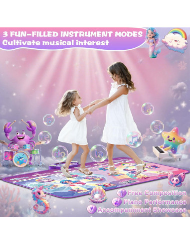 Alfombrilla de Baile Iluminada Maysida Sirena Unicornio 150x90cm