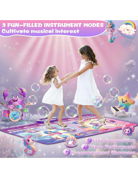 Alfombrilla de Baile Iluminada Maysida Sirena Unicornio 150x90cm