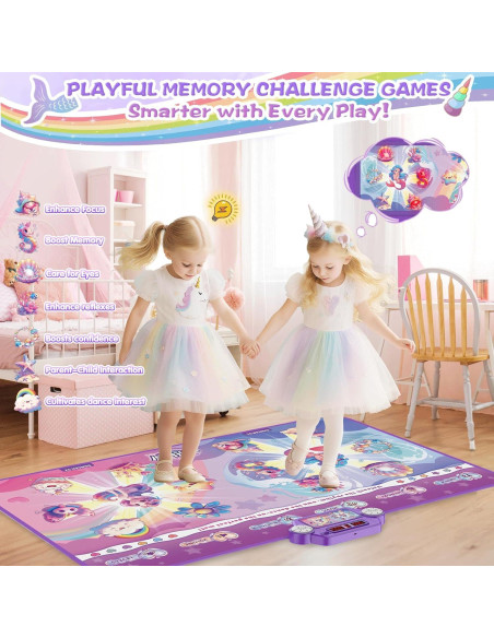 Alfombrilla de Baile Iluminada Maysida Sirena Unicornio 150x90cm