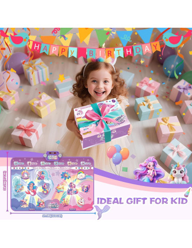 Alfombrilla de Baile Iluminada Maysida Sirena Unicornio 150x90cm