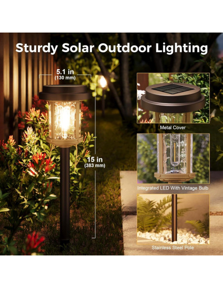 Luces de Jardín Solares XMCOSY+ 20 LM IP65 - Lente de Vidrio