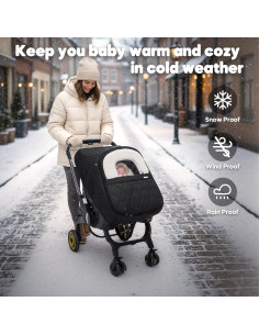 Cubierta de Asiento de Coche para Bebé Invierno Mamatepe Negra 2