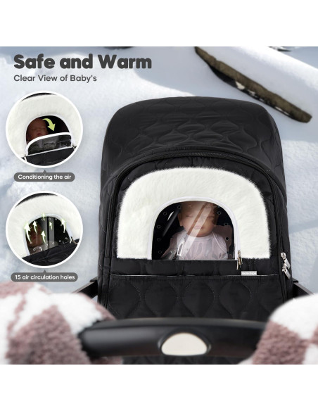 Cubierta de Asiento de Coche para Bebé Invierno Mamatepe Negra