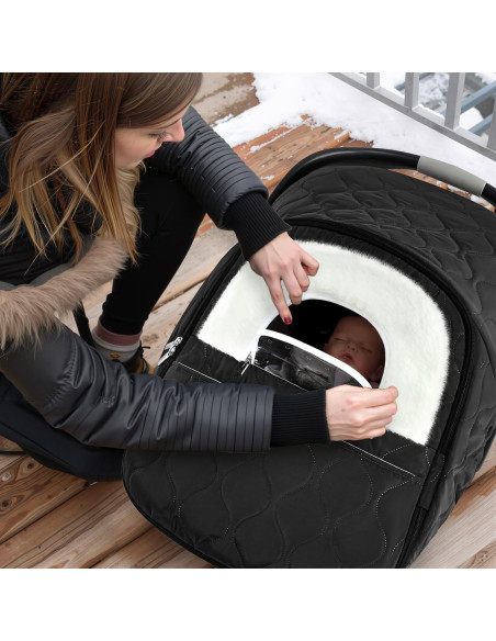 Cubierta de Asiento de Coche para Bebé Invierno Mamatepe Negra