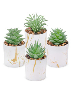 Conjunto de 4 Plantas Suculentas Artificiales Der Rose Verde