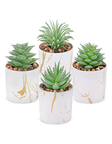 Conjunto de 4 Plantas Suculentas Artificiales Der Rose Verde
