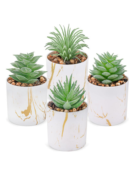 Conjunto de 4 Plantas Suculentas Artificiales Der Rose Verde
