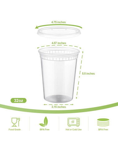 AOZITA 20 Contenedores Plásticos 0.95L Herméticos para Alimentos