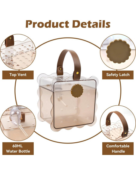 Transportador de Hámster MUYG 20x20x14 cm con Botella de Agua