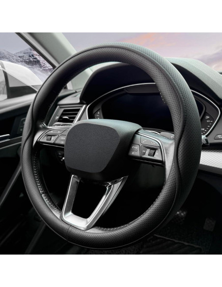 Cubierta de Volante de Cuero HAOTULE K52 Antideslizante Negro