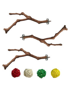 Perchas para Aves PINVNBY 3 Pcs Madera Natural 23-30 cm