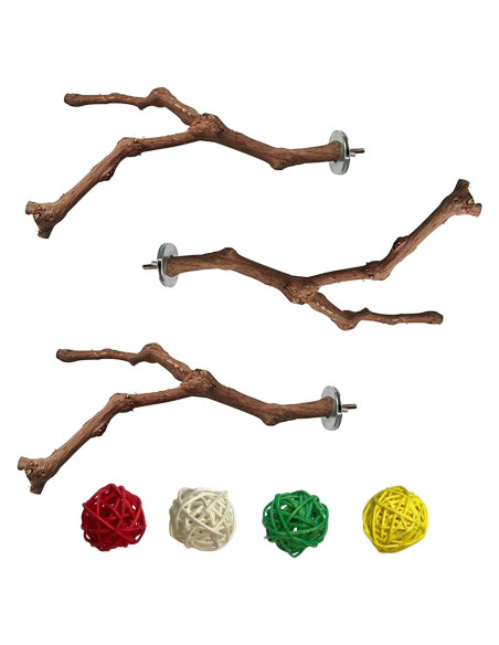 Perchas para Aves PINVNBY 3 Pcs Madera Natural 23-30 cm