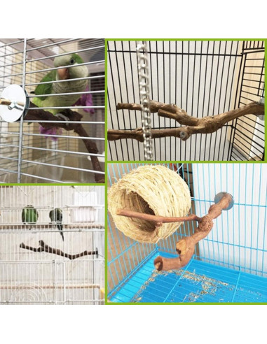 Perchas para Aves PINVNBY 3 Pcs Madera Natural 23-30 cm