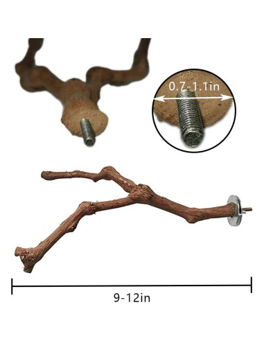 Perchas para Aves PINVNBY 3 Pcs Madera Natural 23-30 cm