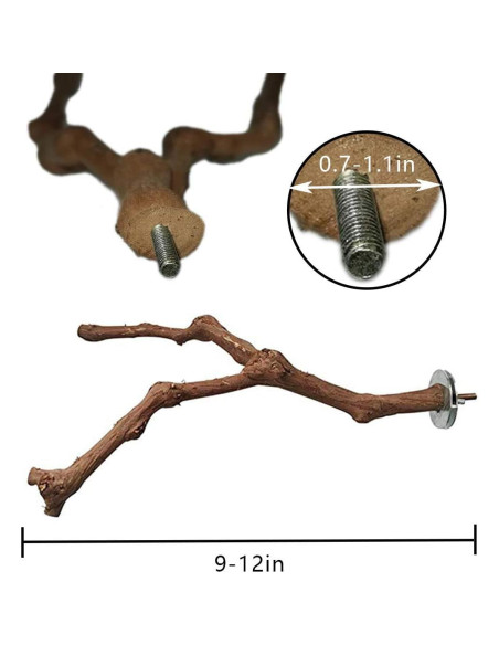 Perchas para Aves PINVNBY 3 Pcs Madera Natural 23-30 cm