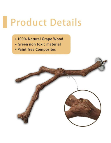 Perchas para Aves PINVNBY 3 Pcs Madera Natural 23-30 cm