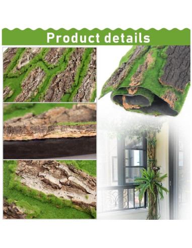 Fondo de corcho natural para terrario PINVNBY 4 piezas 40x30cm