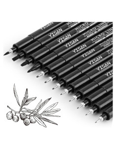 Set de Marcadores Fineliner YISAN 12 Piezas Negro 0.2-3.0mm