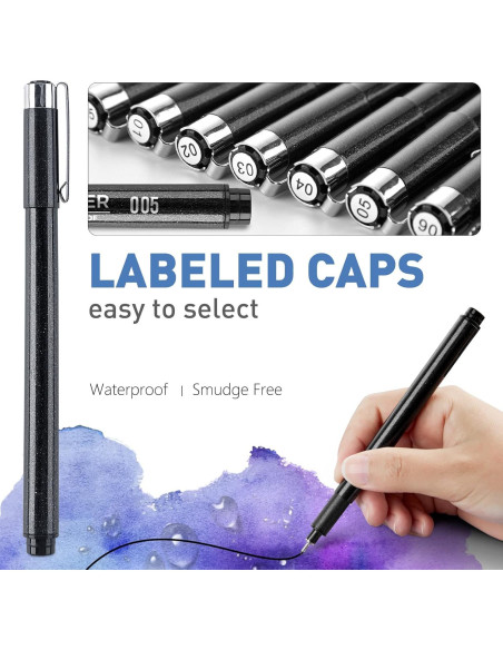 Set de Marcadores Fineliner YISAN 12 Piezas Negro 0.2-3.0mm