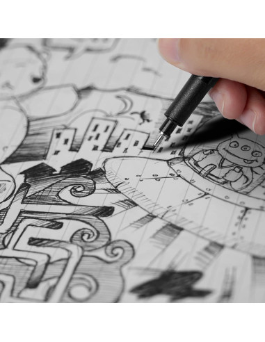 Set de Marcadores Fineliner YISAN 12 Piezas Negro 0.2-3.0mm