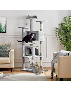 Árbol para Gatos Yaheetech 70in Gris Claro con Postes para Rascar 2