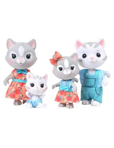 Familia Gato Purringtons 4 Figuras Miniatura de Felpa