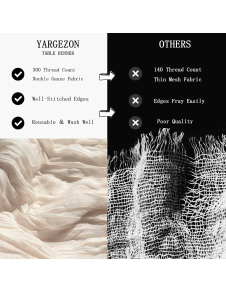 Paquete de 12 corredores de mesa de gasa Yargezon 304.8 x 88.9 cm color crema