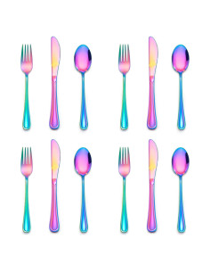 Juego de Cubiertos E-far de 12 Piezas para Niños Arcoíris