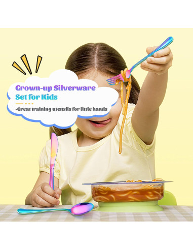 Juego de Cubiertos E-far de 12 Piezas para Niños Arcoíris