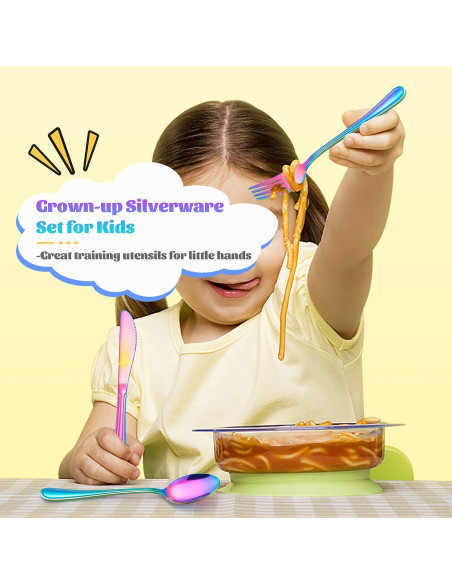 Juego de Cubiertos E-far de 12 Piezas para Niños Arcoíris