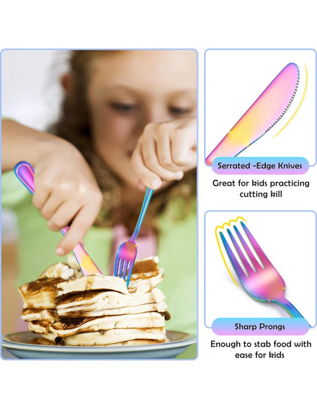 Juego de Cubiertos E-far de 12 Piezas para Niños Arcoíris