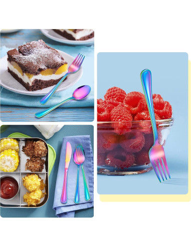 Juego de Cubiertos E-far de 12 Piezas para Niños Arcoíris