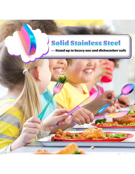 Juego de Cubiertos E-far de 12 Piezas para Niños Arcoíris