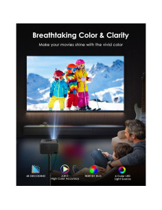 Proyector 4K ZCGIOBN A6 con WiFi, Bluetooth y Dolby Audio 2