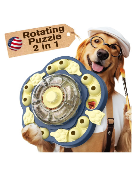 Juguete de Rompecabezas para Perros KADTC Girasol Azul 3 Niveles