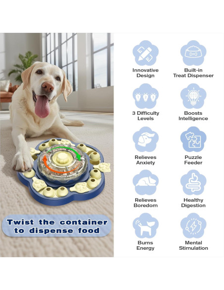 Juguete de Rompecabezas para Perros KADTC Girasol Azul 3 Niveles